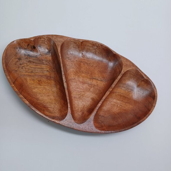 Alii Woods Honolulu Vintage Wood Tray Monkey Pod Wood 3 Sections - Picture 14 of 15